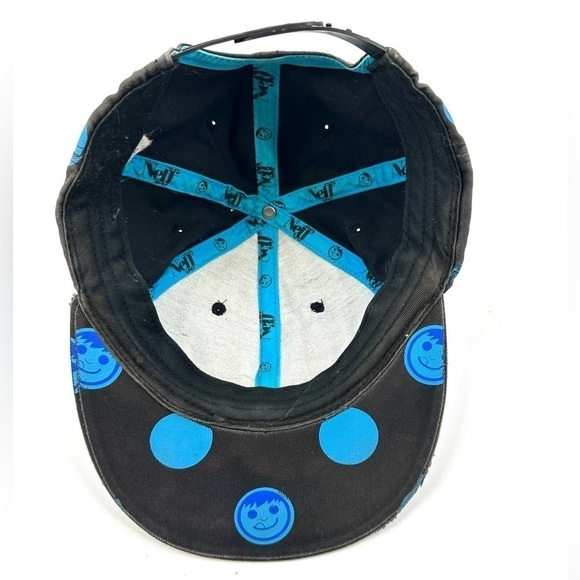 Neff Skateboarding Snapback Hat SPOT Black Blue Screenprint Stitched Side Logo - Picture 5 of 8